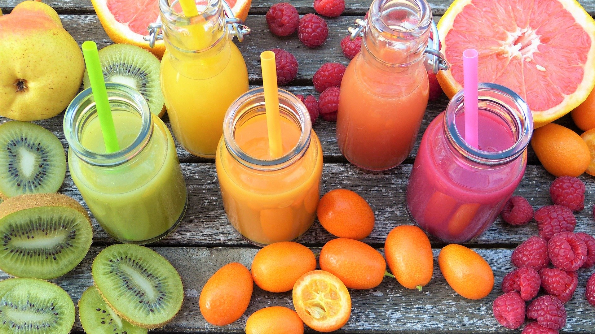 Bright fruit smoothies